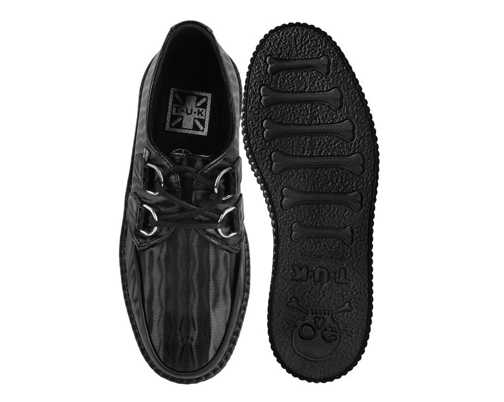 T.U.K. Shoes V3204 Black Wavy Patent Viva Mondo Creeper