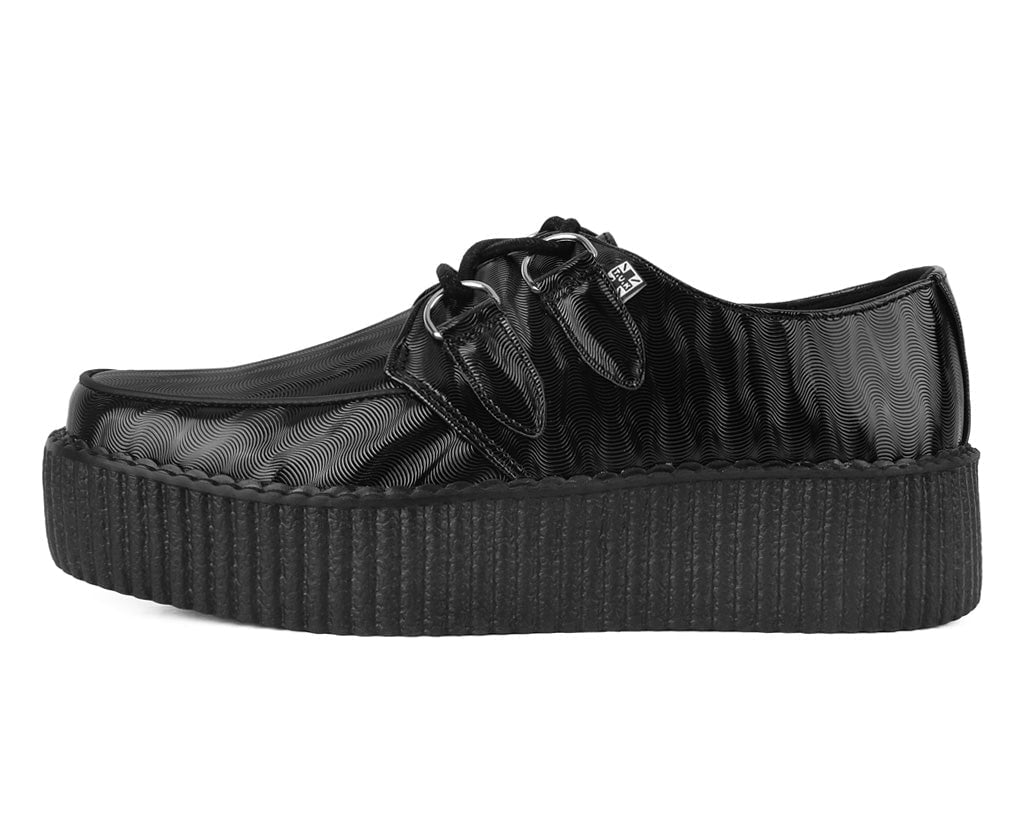 T.U.K. Shoes V3204 Black Wavy Patent Viva Mondo Creeper