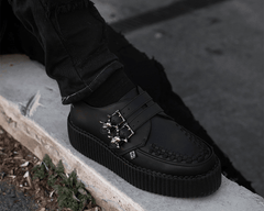 T.U.K. Shoes V9743 Black TUKskin™ 2-Buckle Skull Creeper