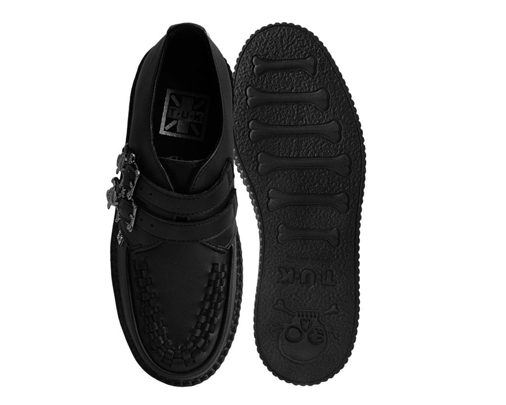 T.U.K. Shoes V9743 Black TUKskin™ 2-Buckle Skull Creeper