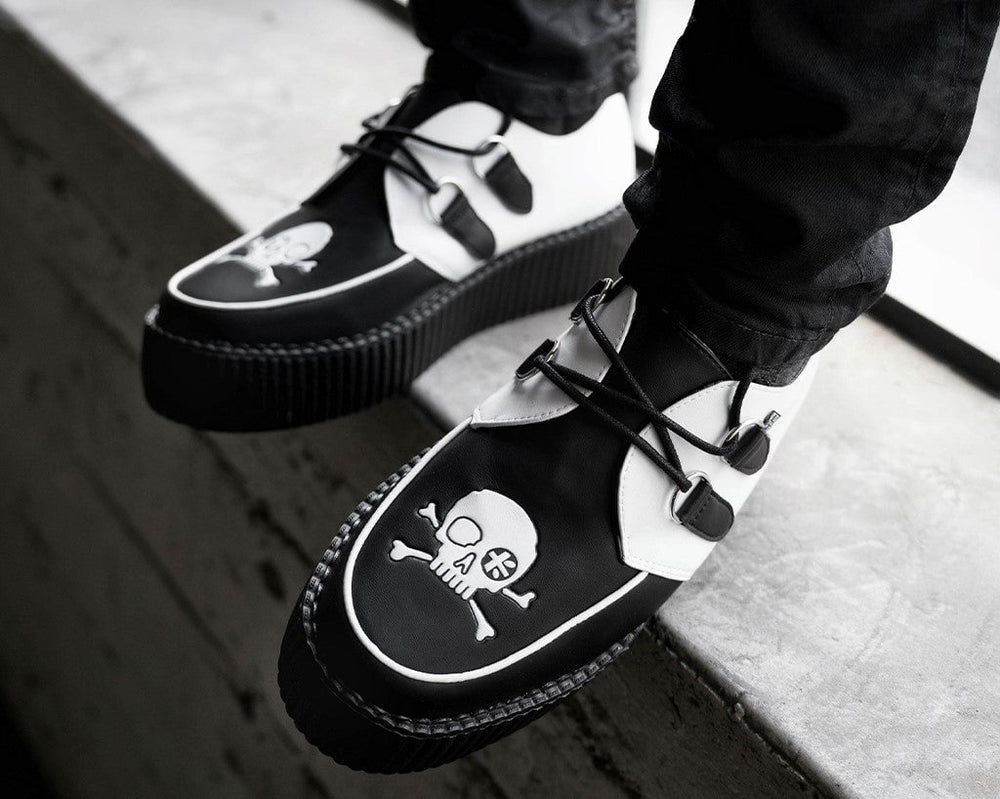 T.U.K. Shoes V3209 Black & White Pirate Viva Mondo Creeper