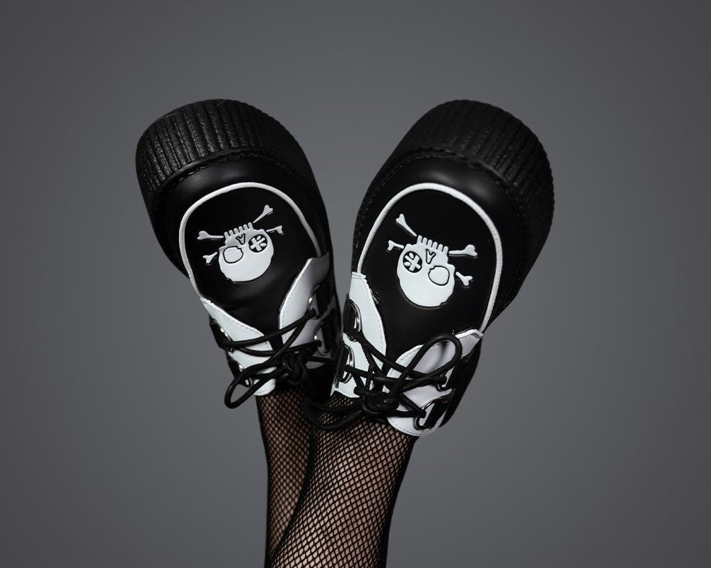 T.U.K. Shoes V3209 Black & White Pirate Viva Mondo Creeper