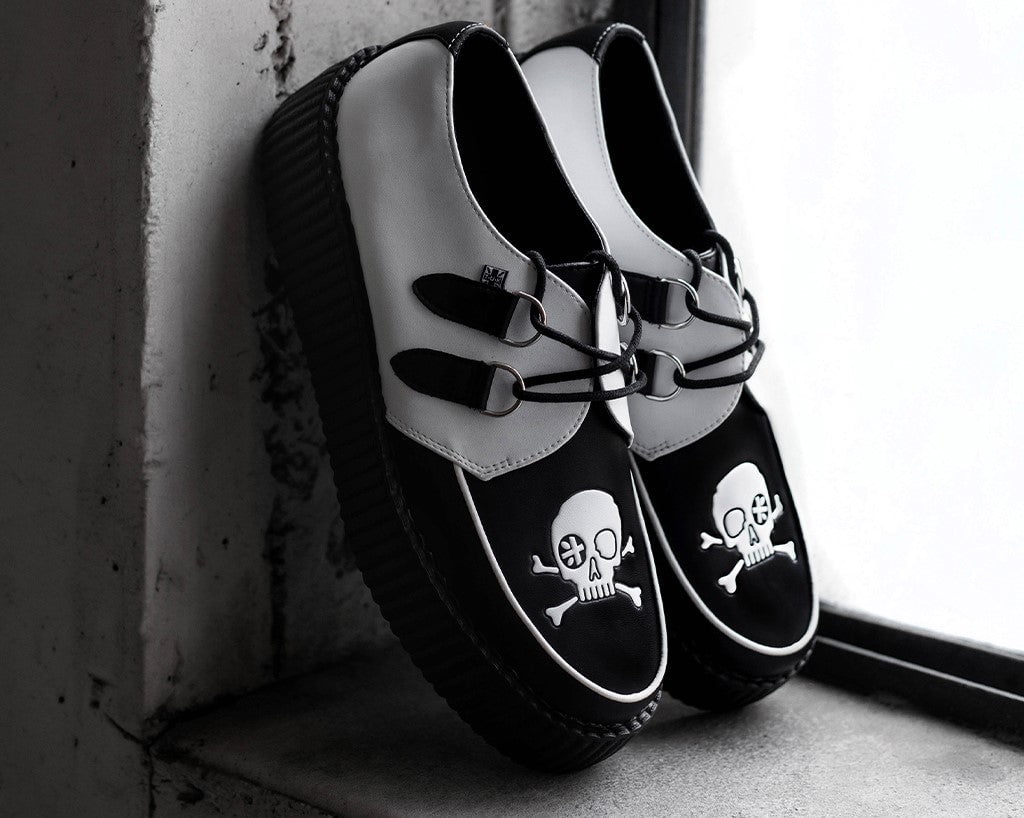 T.U.K. Shoes V3209 Black & White Pirate Viva Mondo Creeper