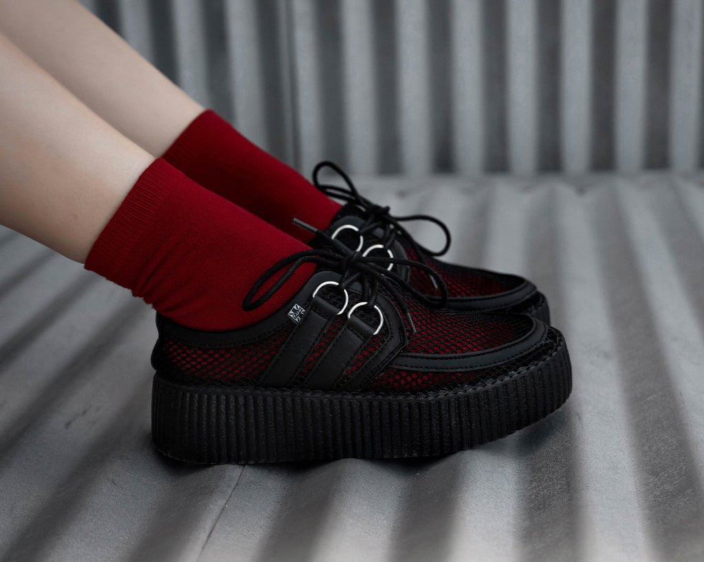 T.U.K. Shoes V3272 Black Fishnet Viva Mondo Creeper