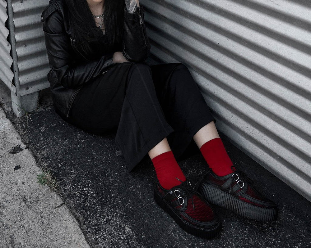 T.U.K. Shoes V3272 Black Fishnet Viva Mondo Creeper