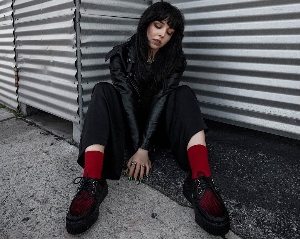 T.U.K. Shoes V3272 Black Fishnet Viva Mondo Creeper