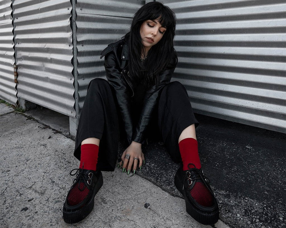 T.U.K. Shoes V3272 Black Fishnet Viva Mondo Creeper