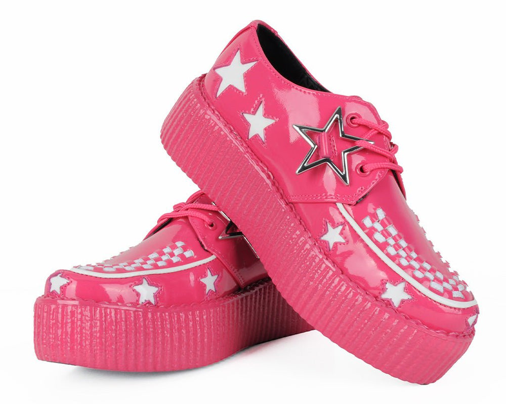 T.U.K. Shoes V3265 Pink & White Star Viva Mondo Creeper