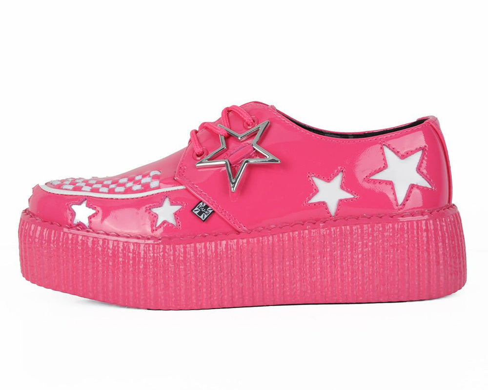 T.U.K. Shoes V3265 Pink & White Star Viva Mondo Creeper