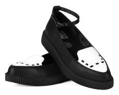 T.U.K. Shoes A3419L Black & White Interlace Ballet Strap Creeper