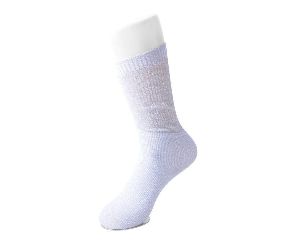 T.U.K. Shoes TSK1132 Silver Ribbed Glitter Sock TSK1132-OS