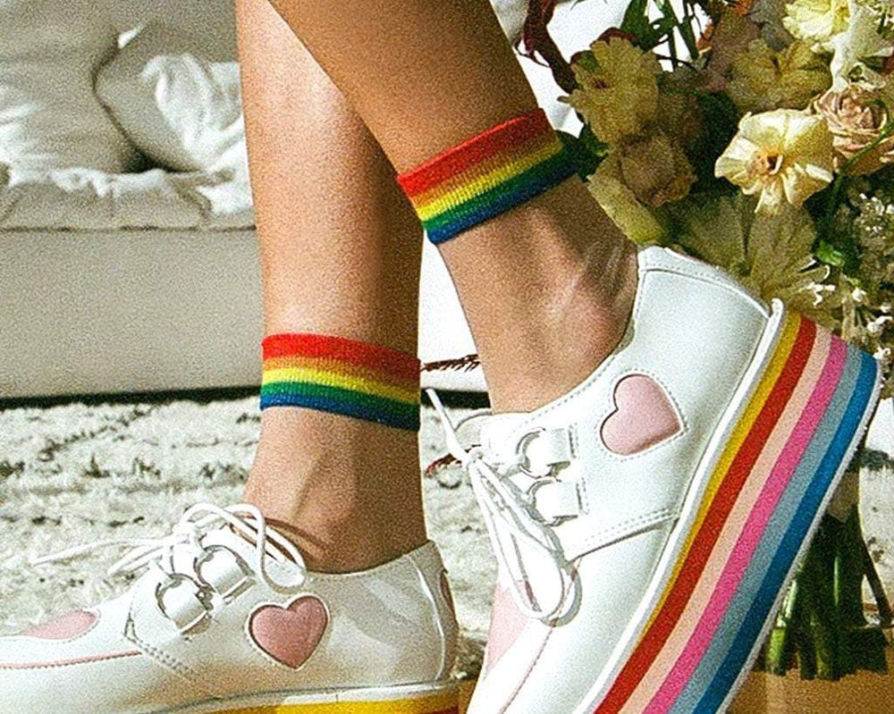 T.U.K. Shoes TSK1041 White Sheer Rainbow Sock TSK1041-OS