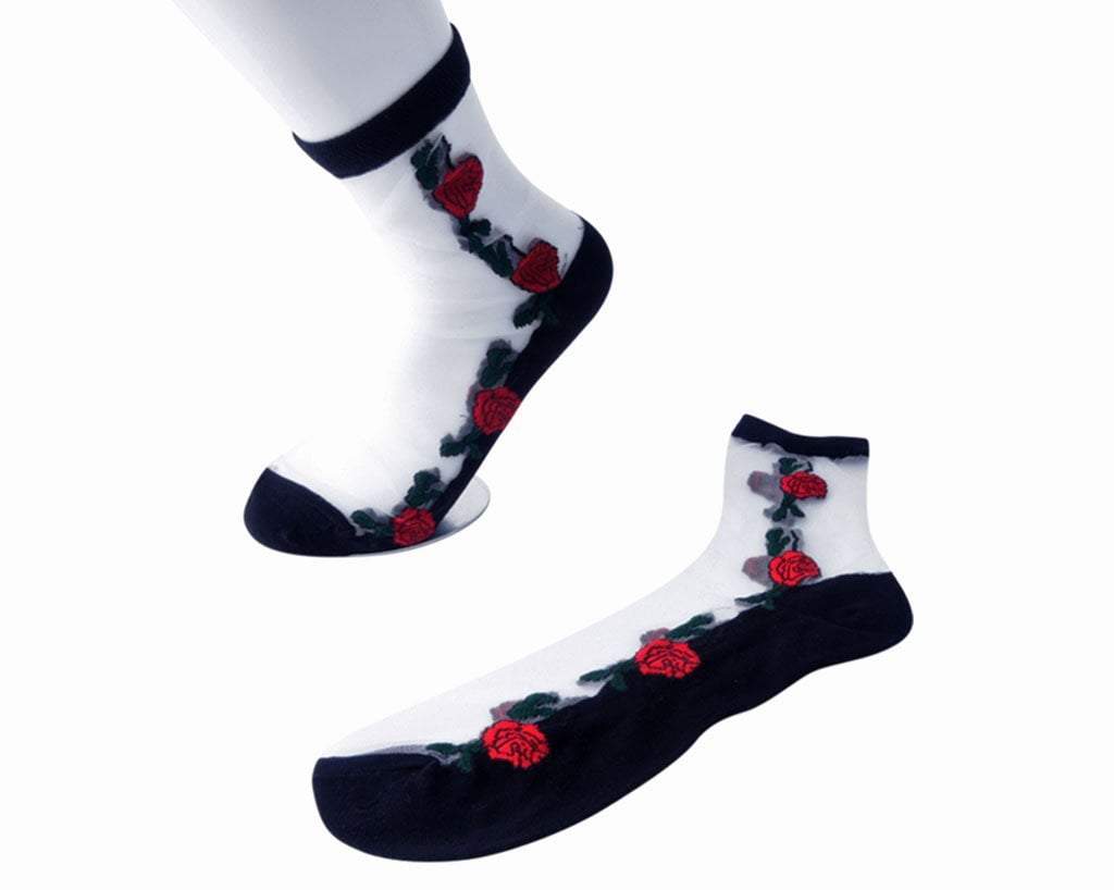 T.U.K. Shoes TSK1001 Red Rose Sheer Sock TSK1001-OS