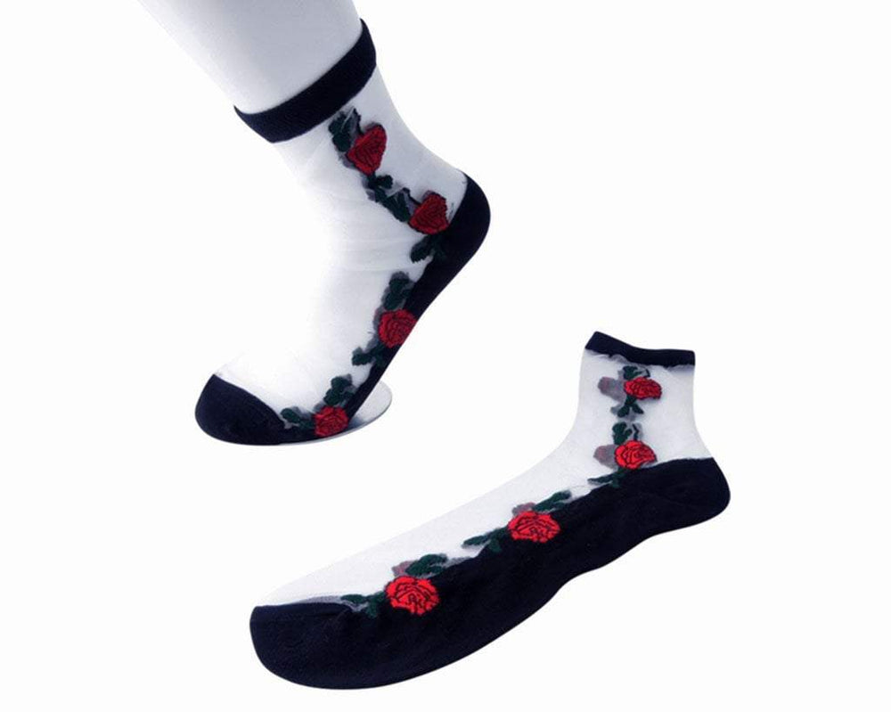 T.U.K. Shoes TSK1001 Red Rose Sheer Sock TSK1001-OS