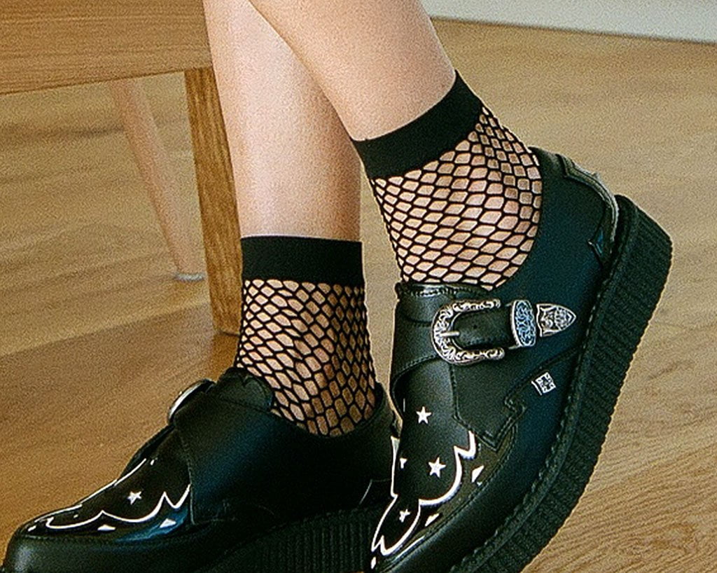 T.U.K. Shoes TSK1039 Black Fishnet Footie Crew Sock TSK1039-OS