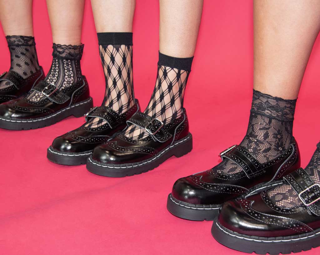 T.U.K. Shoes TSK1123 Black Assorted Fishnet 5-Pk Sock TSK1123-OS