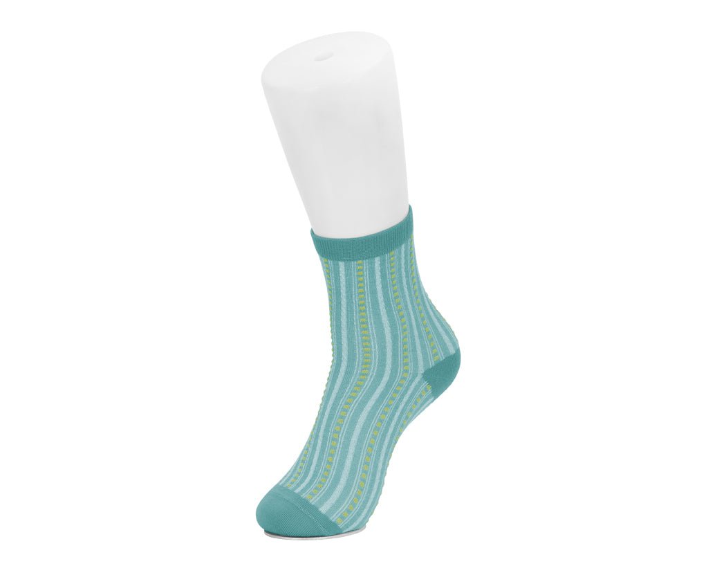T.U.K. Shoes TSK1185 Teal Striped Polka Dot Socks TSK1185-OS