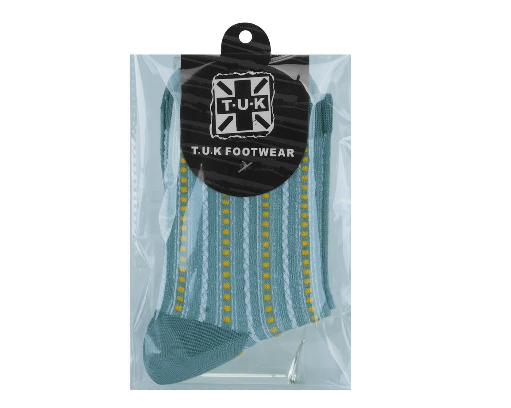 T.U.K. Shoes TSK1185 Teal Striped Polka Dot Socks TSK1185-OS