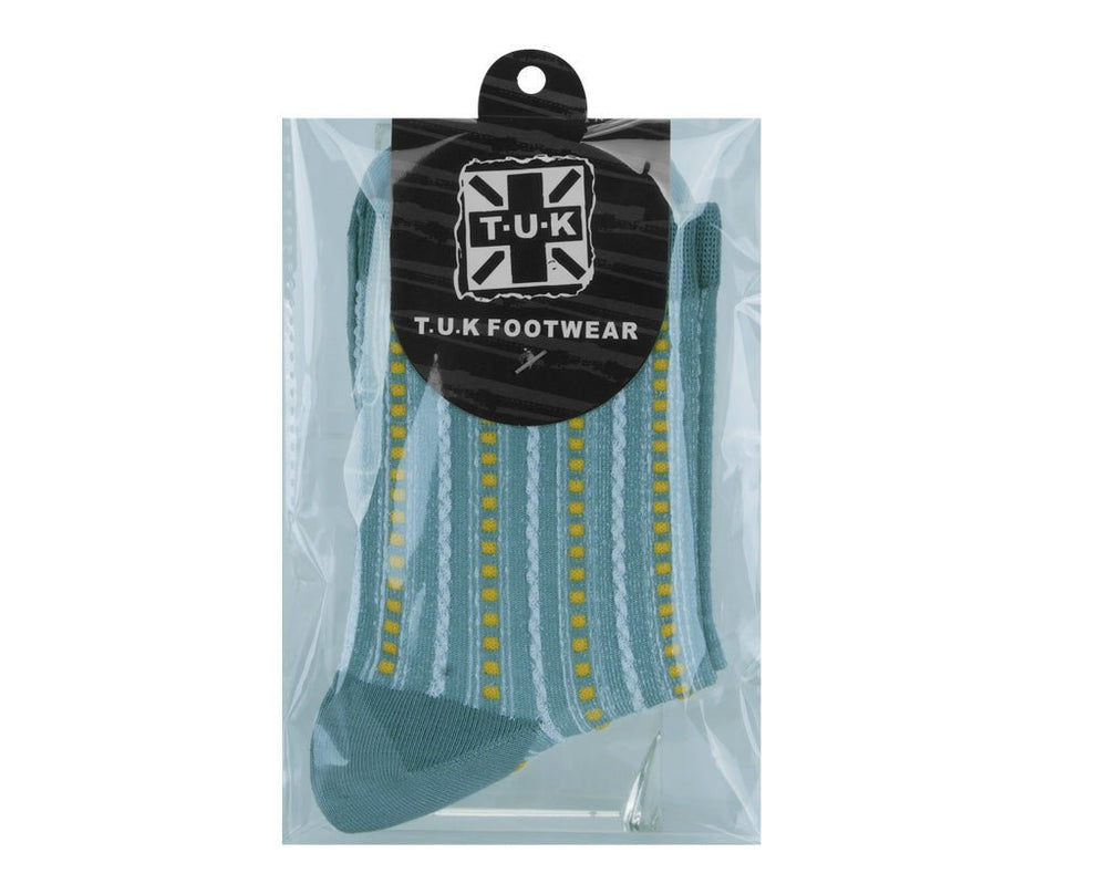 T.U.K. Shoes TSK1185 Teal Striped Polka Dot Socks TSK1185-OS