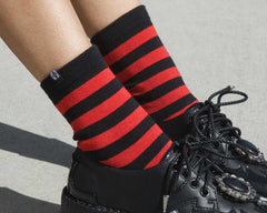 T.U.K. Shoes TSK1120 Red & Black Stripe T.U.K Women's Sock TSK1120-OS