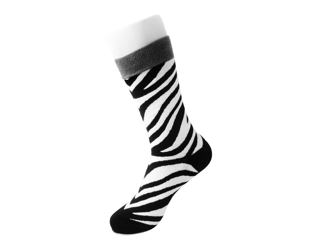 T.U.K. Shoes TSK1091 Grey Stripe Zebra Crew Sock TSK1091-OS