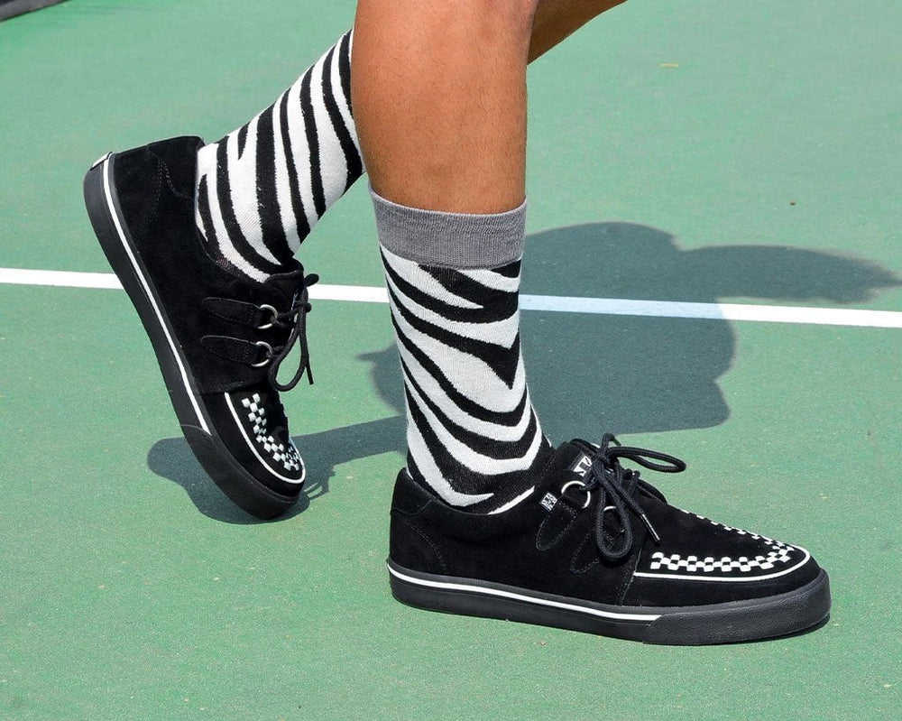 T.U.K. Shoes TSK1091 Grey Stripe Zebra Crew Sock TSK1091-OS