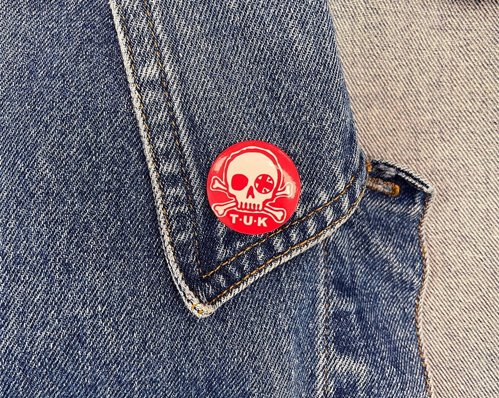 T.U.K. Shoes P0066 Red & White Skull Logo Pin P0066-OS
