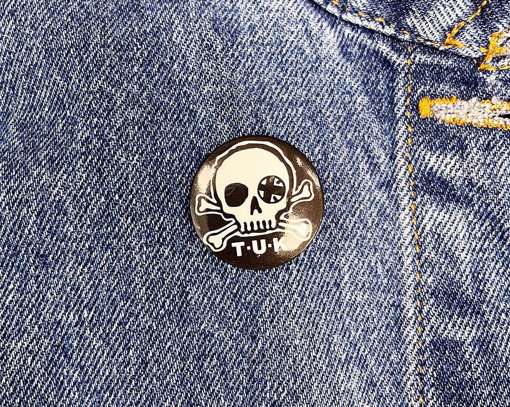 T.U.K. Shoes P0034 Black & White Skull Logo Pin P0034-OS