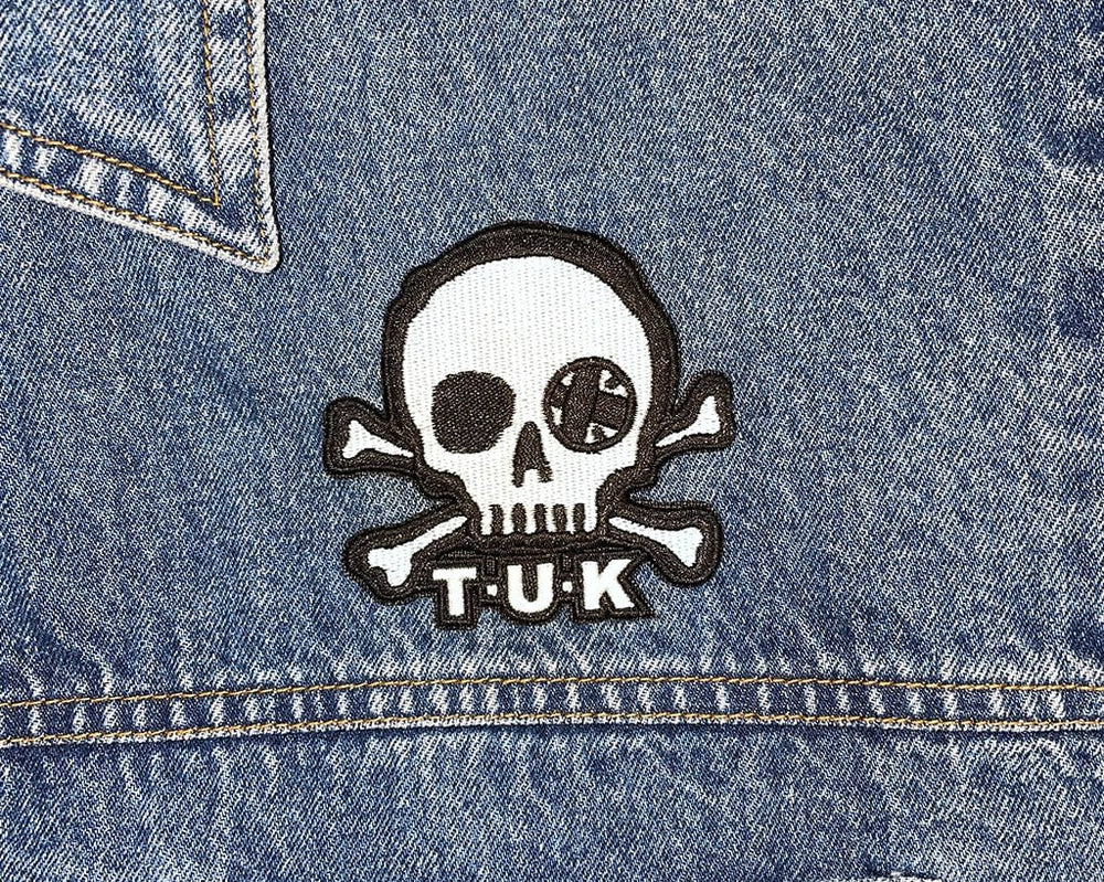 T.U.K. Shoes P0078 Black & White Skull Embroidered Patch P0078-OS