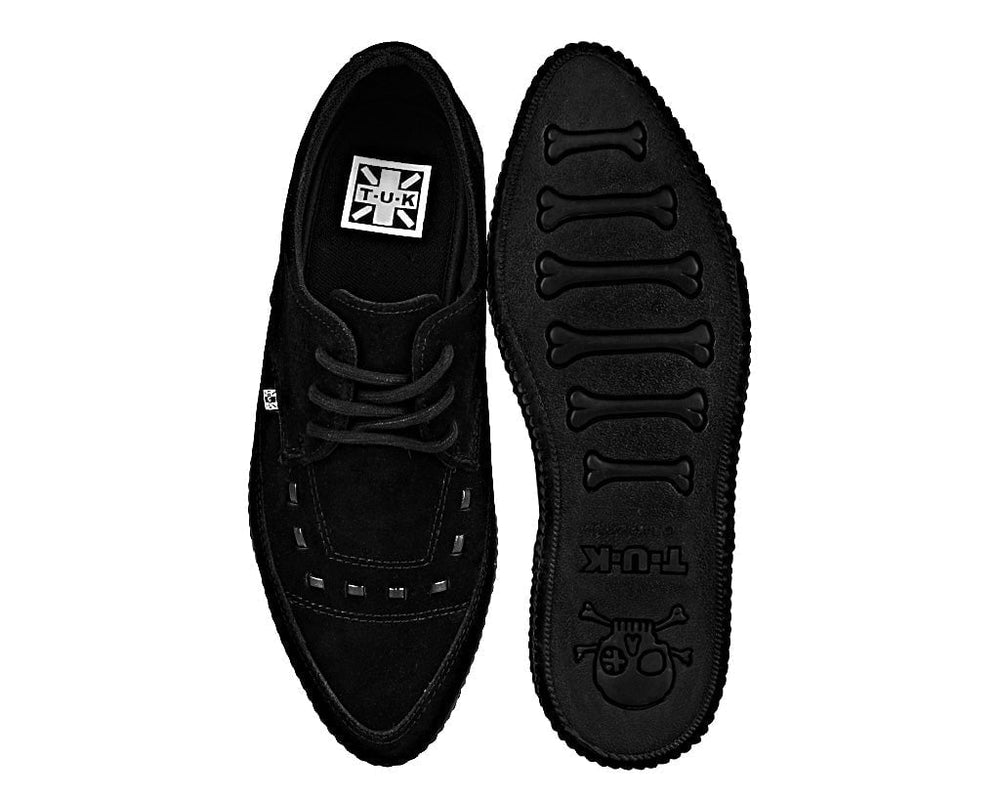 T.U.K. Shoes A3263 Black Suede Tie Pointed Lace Up EZC