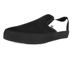 T.U.K. Shoes A3225 Black & White Twill Skull Slip-On Creeper Sneaker