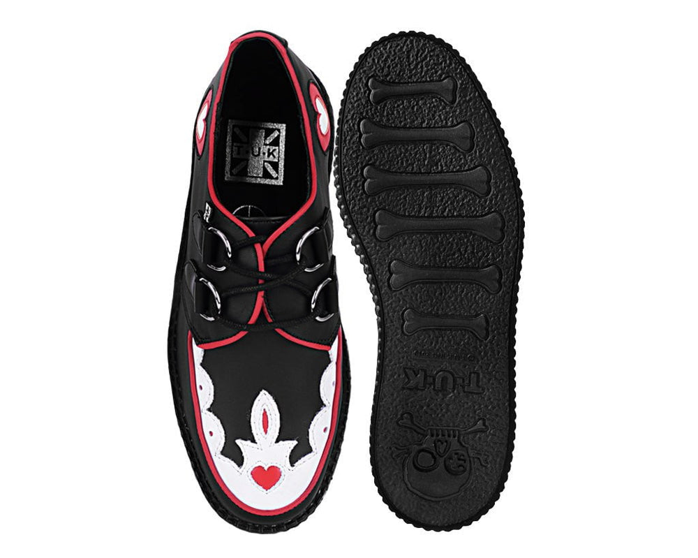 T.U.K. Shoes V3257 Black & Red Scallop Heart Viva Mondo Creeper