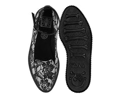 T.U.K. Shoes Black Satin Lace Pointed Ballet Creeper