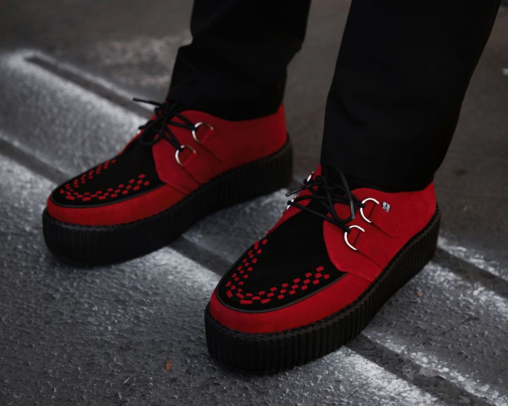T.U.K. Shoes V3340 Red & Black Suede Viva Mondo Creeper