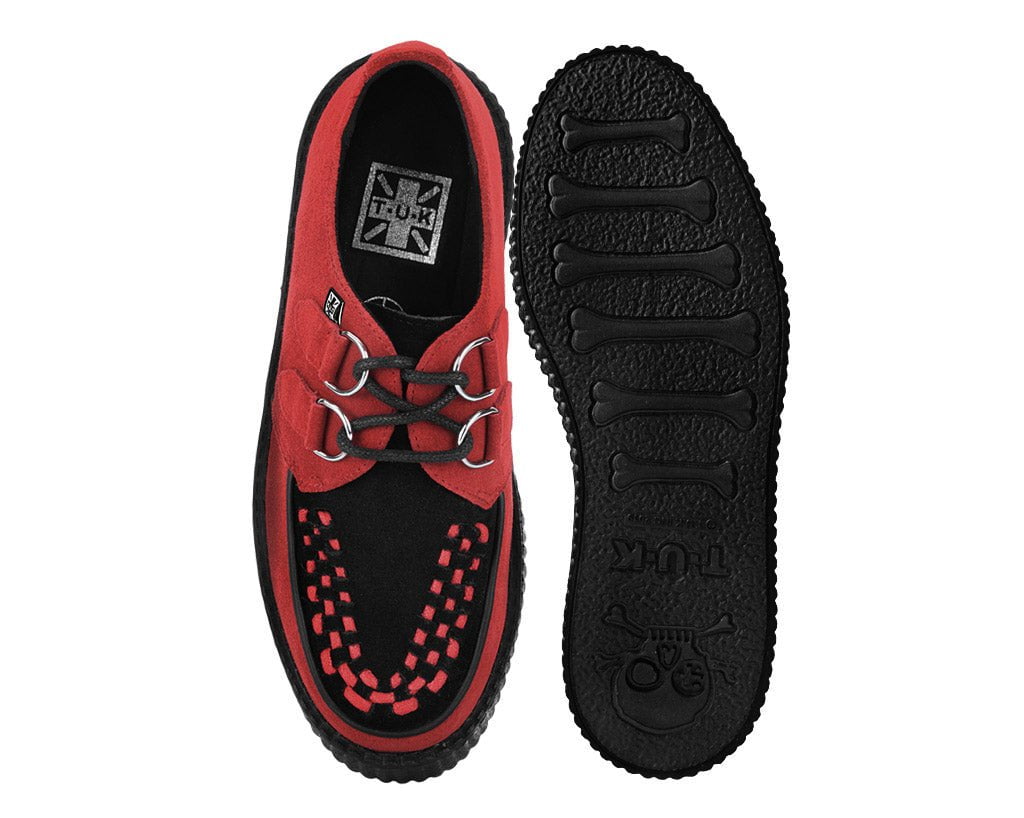 T.U.K. Shoes V3340 Red & Black Suede Viva Mondo Creeper