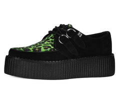 T.U.K. Shoes V3412 Black & Green Leopard Suede Mondo Creeper