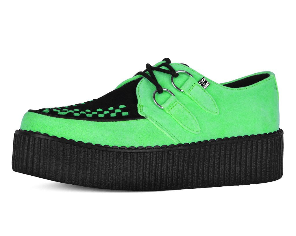 T.U.K. Shoes V3389 Neon Green & Black Suede Viva Mondo Creeper