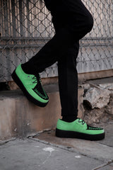 T.U.K. Shoes V3389 Neon Green & Black Suede Viva Mondo Creeper