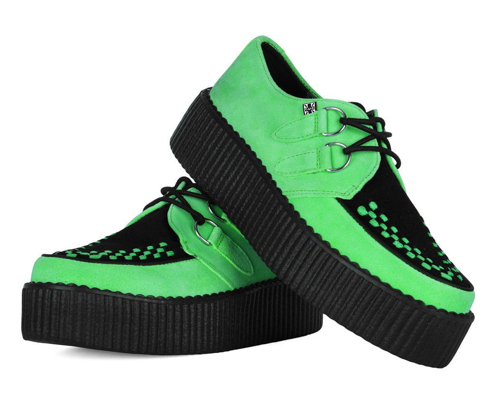 T.U.K. Shoes V3389 Neon Green & Black Suede Viva Mondo Creeper