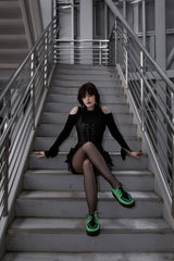 T.U.K. Shoes V3389 Neon Green & Black Suede Viva Mondo Creeper