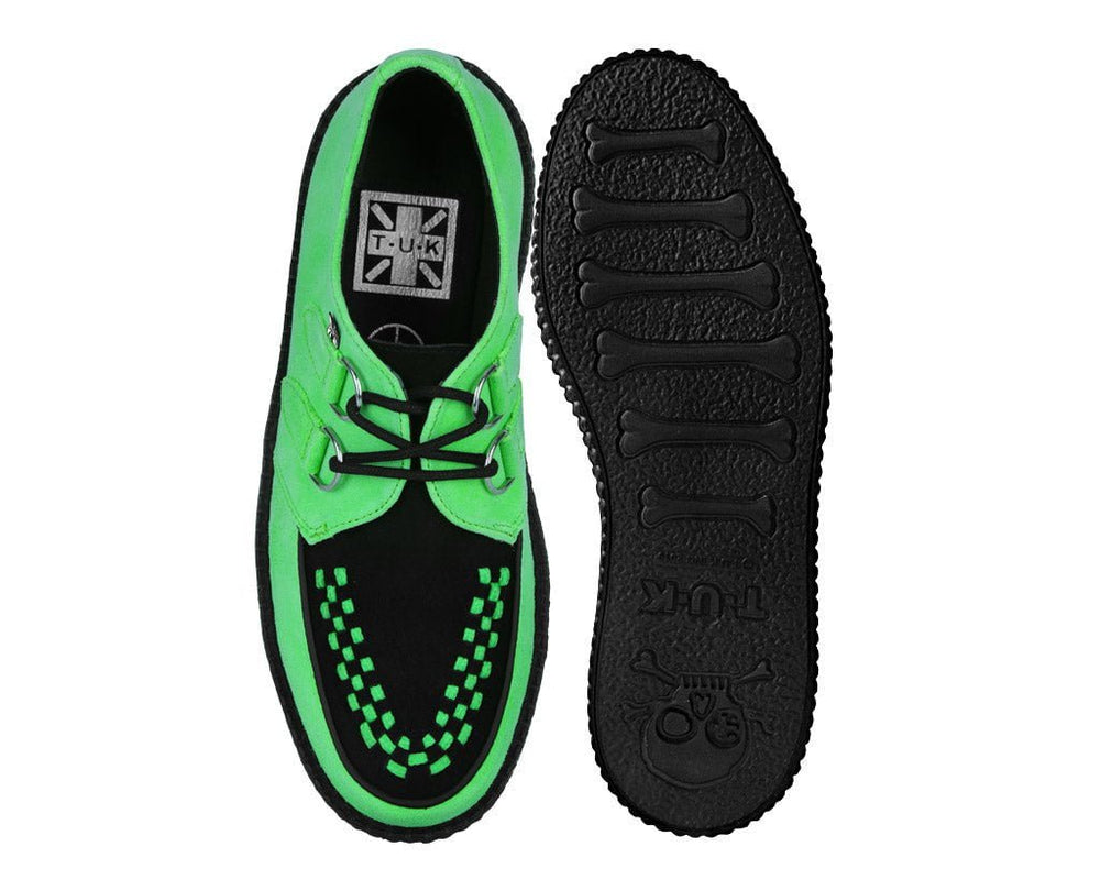 T.U.K. Shoes V3389 Neon Green & Black Suede Viva Mondo Creeper