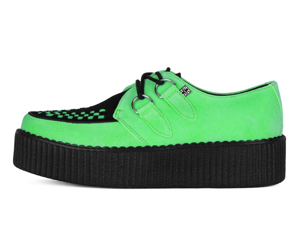T.U.K. Shoes V3389 Neon Green & Black Suede Viva Mondo Creeper