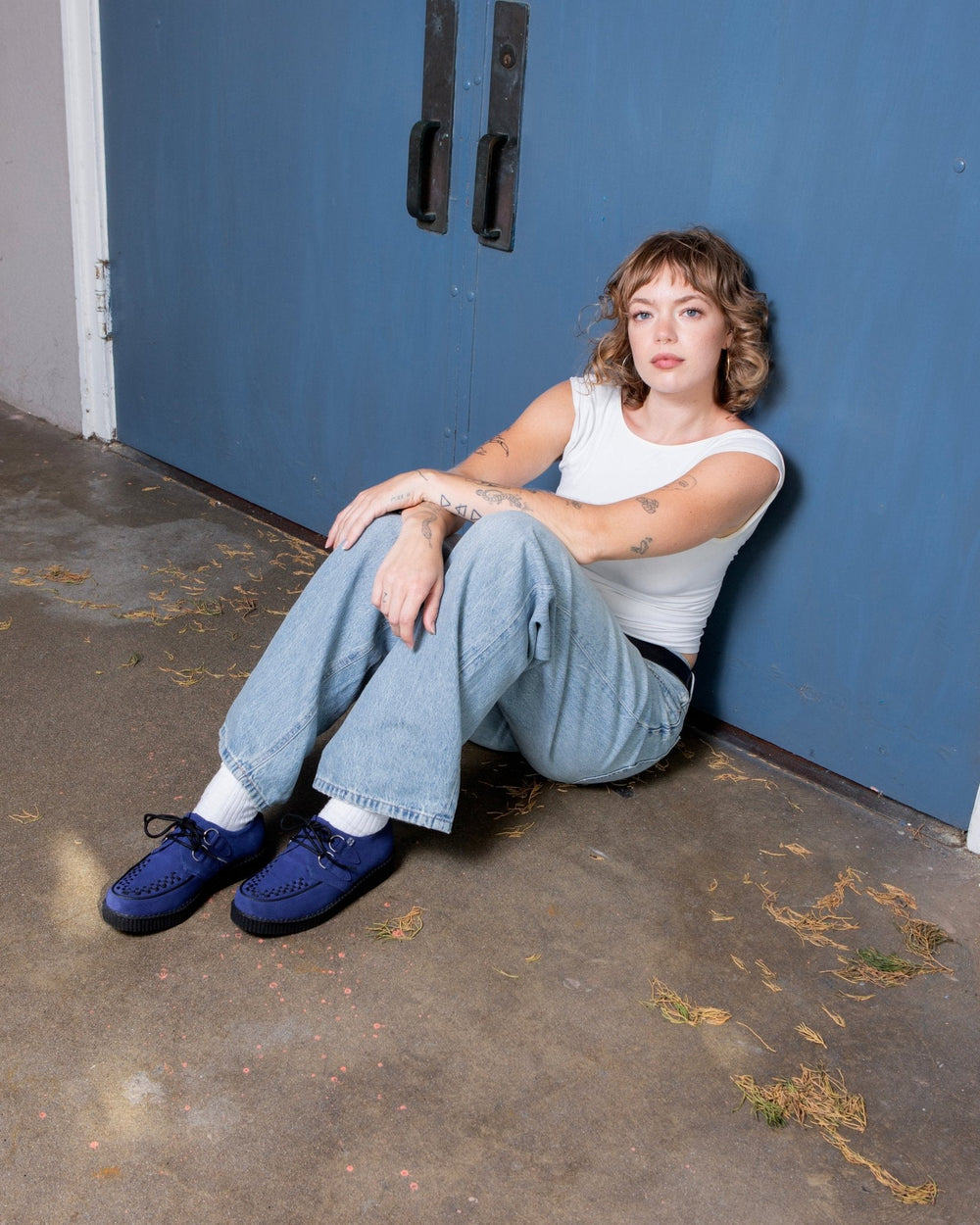 T.U.K. Shoes F3416 Navy Suede Viva Low creeper