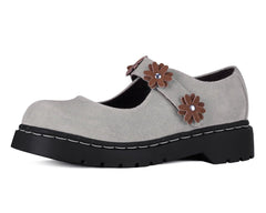 T.U.K. Shoes Taupe Suede Flower Mary Jane