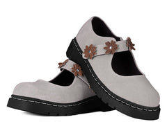 T.U.K. Shoes Taupe Suede Flower Mary Jane