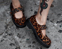 T.U.K. Shoes T2350 Brown Leopard Mary Jane