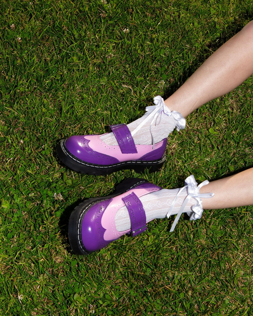 T.U.K. Shoes T2352 Pink & Purple Brogue Mary Jane