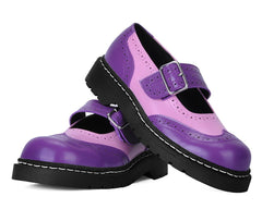 T.U.K. Shoes T2352 Pink & Purple Brogue Mary Jane