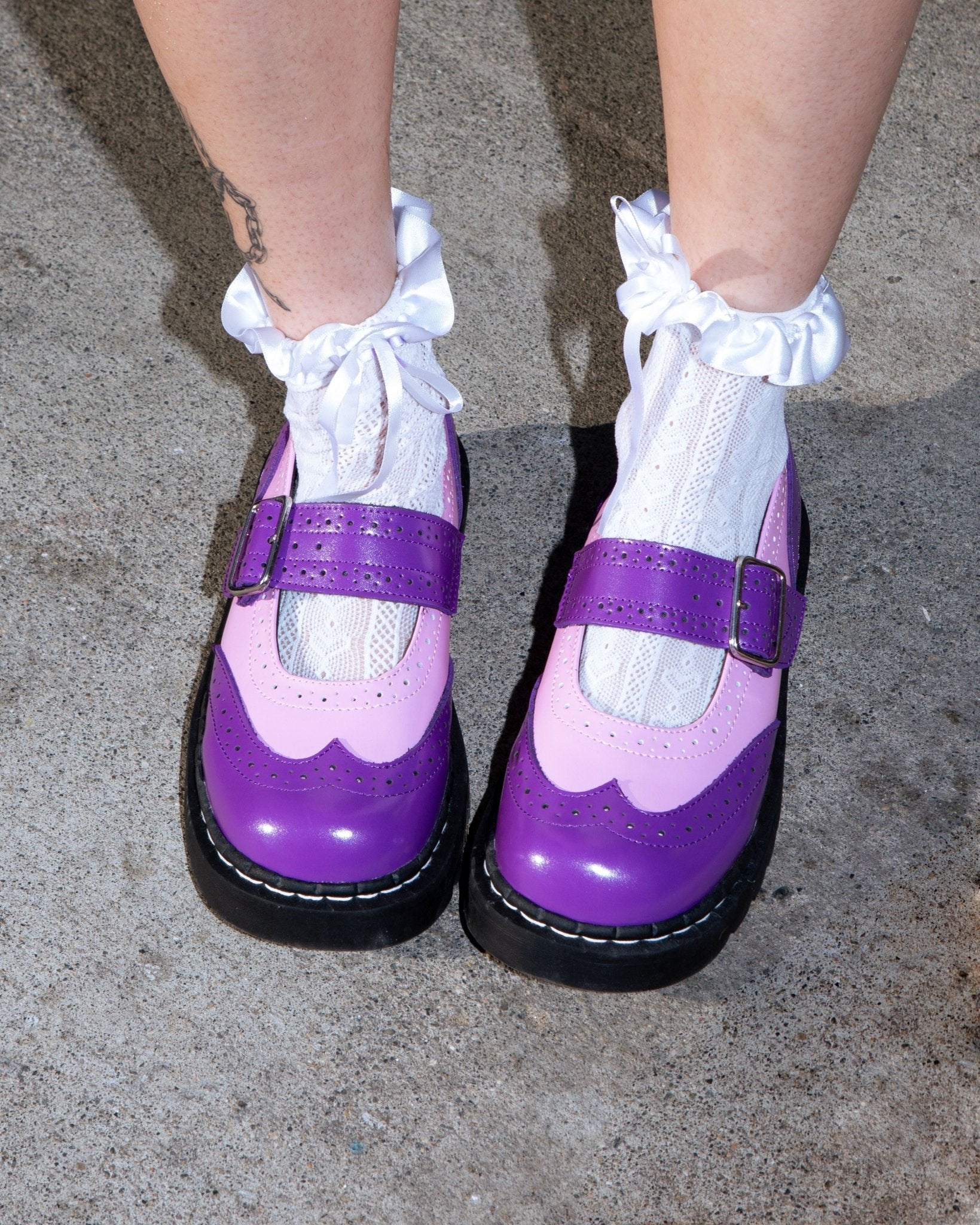 T.U.K. Shoes T2352 Pink & Purple Brogue Mary Jane