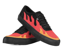 T.U.K. Shoes A3349 Black & Red Suede Flame Creeper Sneaker